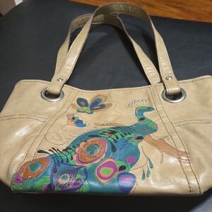 Stylish Tan Peacock Design Women's Bag